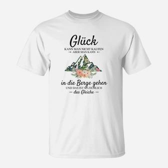 Bergliebhaber T-Shirt Glück in die Berge gehen, Wanderlust Naturdesign - Seseable