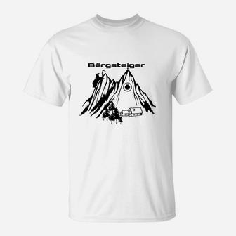 Bergsteiger-Gipfel Abenteuer T-Shirt in Weiß, Outdoor Bekleidung für Wanderer - Seseable