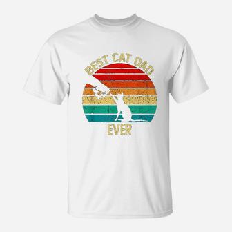 Best Cat Dad Ever Retro Vintage Gift Paw Fist Bump Funny T-Shirt - Seseable