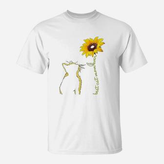 Best Cat Mom Ever Sunflower Mothers Day Gifts For Cat Lover T-Shirt - Seseable