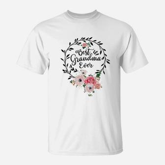 Best Grandma Ever Gift Floral Flower Decoration Mothers Day Grandma T-Shirt - Seseable