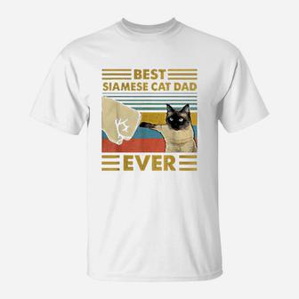 Best Siamese Cat Dad Ever Retro Vintage Sunset T-Shirt - Seseable