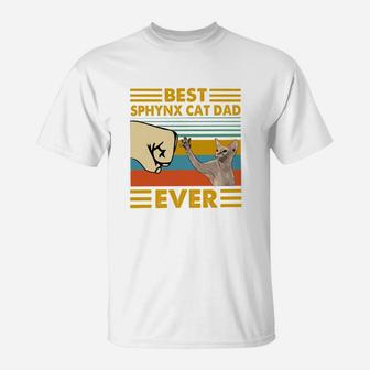 Best Sphynx Cat Dad Ever Retro Vintage Sunset T-Shirt - Seseable