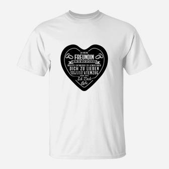 Beste Freundin Herz Design T-Shirt, Romantisches Tee für Sie - Seseable