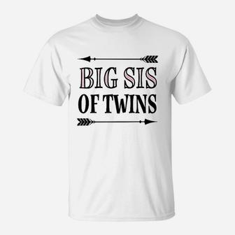 Big Sis Of Twins Sister Announcement T-Shirt - Seseable