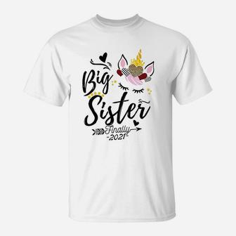 Big Sister Finally 2021 Soon To Be Big Sister Cute Unicorn T-Shirt - Seseable