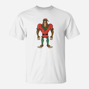 Bigfoot Elf Christmas Shirt Funny Novelty Xmas Tee T-Shirt - Seseable