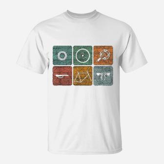 Biking Cycling Vintage Bicycle Parts Cyclist Gifts T-Shirt - Seseable