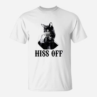 Black Cat Hiss Off T-Shirt - Seseable