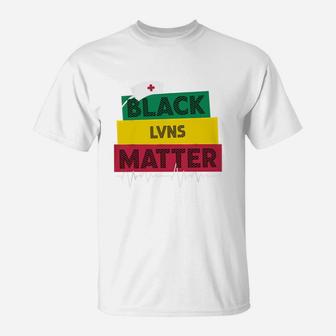 Black History Black Lvns Matter Proud Black Nurse Job Title T-Shirt - Seseable