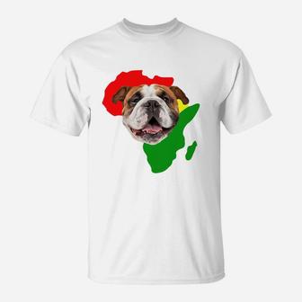 Black History Month African Map Bulldog Gift For Pet Lovers Proud Black T-Shirt - Seseable