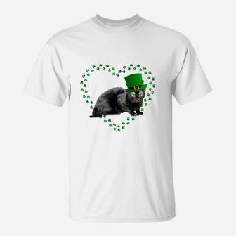 Bombay Heart Paw Leprechaun Hat Irish St Patricks Day Gift For Cat Lovers T-Shirt - Seseable