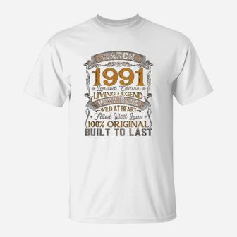 Born In March 1991 Vintage 31st Birthday Gifts 31 Years Old T-Shirt - Seseable