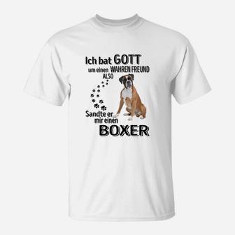 Boxer-Hund Herren T-Shirt: Wahrer Freund GOTT sandte BOXER - Seseable
