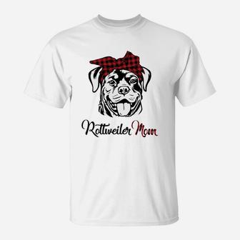 Buffalo Plaid Rottweiler Mom Dog Mom T-Shirt - Seseable