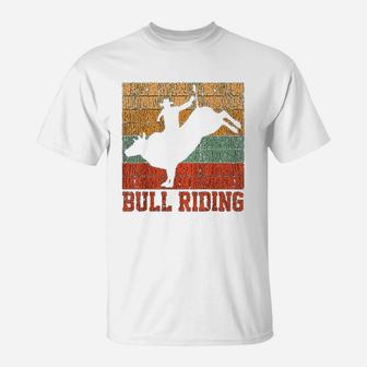 Bull Riding Retro Vintage Rodeo Western Country Gift T-Shirt - Seseable