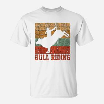 Bull Riding Retro Vintage Rodeo Western Country Gift T-Shirt - Seseable