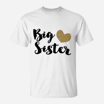 Bump And Beyond Designs Big Sister Gold Big Sister T-Shirt - Seseable