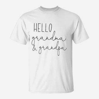Bump And Beyond Designs Hello Grandma And Grandpa Pregnancy Announcement T-Shirt - Seseable