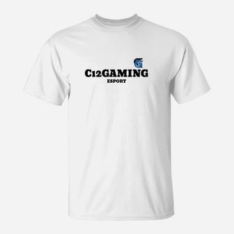 C12 Gaming Logo T-Shirt Unisex Weiß, Esport-Team Fanbekleidung - Seseable