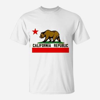 California Republic Borderless Bear Flag Black T-Shirt - Seseable