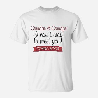 Cant Wait To Meet Grandparents Pregnancy Announcement Onepiece White T-Shirt - Seseable