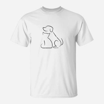 Cat And Dog Outline Minimalist Pe T-Shirt - Seseable