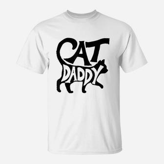 Cat Daddy Funny Cat Dad Simple Minimalist Lettering T-Shirt - Seseable