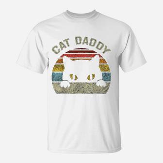 Cat Daddy Men Vintage Retro Black Cats Dad Fathers Day Gift T-Shirt - Seseable