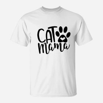 Cat Mama Funny Cat Paw birthday T-Shirt - Seseable