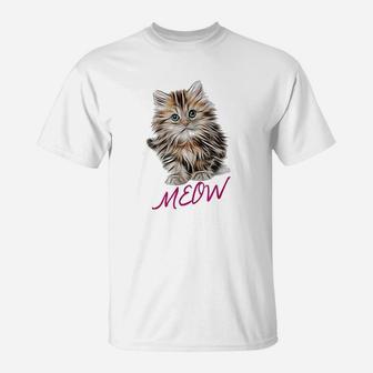 Cat Meow Kitty Funny Cats Mom And Cat Dad Gift T-Shirt - Seseable