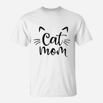 Cat Mom Cute Print T-Shirt - Seseable