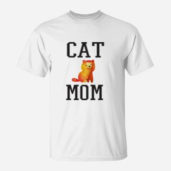 Cat Mom Orange Tabby Family Gift T-Shirt - Seseable