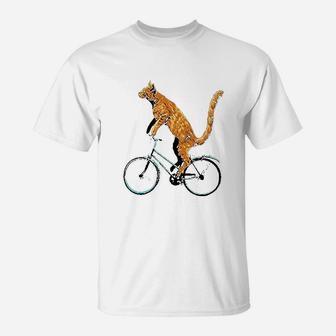 Cat Riding Bicycle Funny Cat For A Cyclist T-Shirt - Seseable