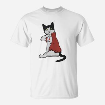 Cat Tattoo I Love Dad Fathers Day 2020 T-Shirt - Seseable