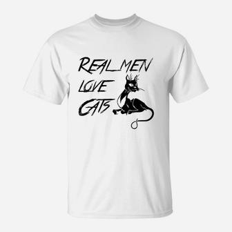 Cats Real Men Love Cats T-Shirt - Seseable