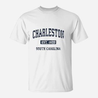 Charleston South Carolina Sc Vintage Athletic Sports Design T-Shirt - Seseable