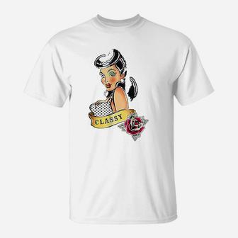 Classy Pin Up Girl Classic Vintage Throwback T-Shirt - Seseable