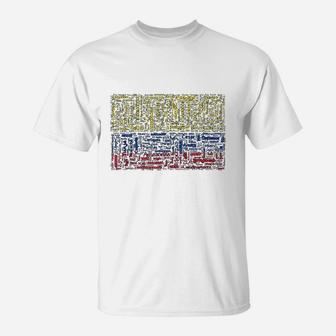 Colombian Flag With Colombian Cities Word Art Gift T-Shirt - Seseable