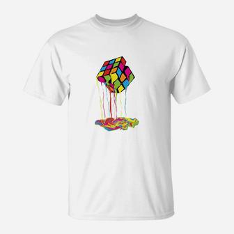 Colorfull Melting Rubik Rubix Rubics Cube T-Shirt - Seseable
