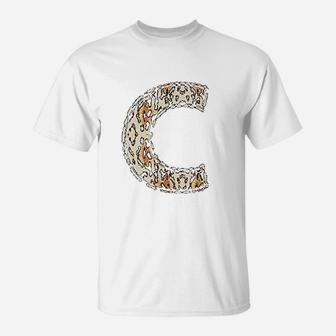 Cool Letter C Initial Name Leopard Cheetah T-Shirt - Seseable