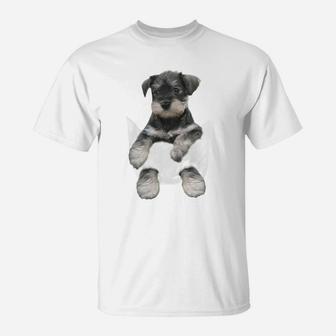 Cute Animals In Pocket, Schnauzer Puppy In Pocket T-Shirt - Seseable
