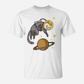 Cute Cat Astronaut Cartoon Pet Gift For Pet Lovers T-Shirt - Seseable