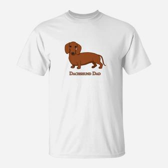 Cute Red Dachshund Dad Dog T-Shirt - Seseable