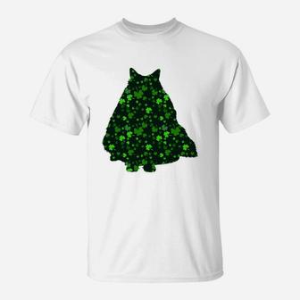 Cute Shamrock Norwegian Forest Mom Dad Gift St Patricks Day Awesome Cat Lovers Gift T-Shirt - Seseable