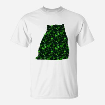 Cute Shamrock Persian Mom Dad Gift St Patricks Day Awesome Cat Lovers Gift T-Shirt - Seseable