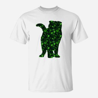 Cute Shamrock Scottish Fold Mom Dad Gift St Patricks Day Awesome Cat Lovers Gift T-Shirt - Seseable