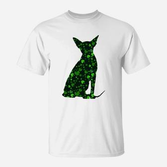 Cute Shamrock Sphynx Mom Dad Gift St Patricks Day Awesome Cat Lovers Gift T-Shirt - Seseable