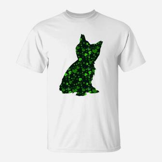 Cute Shamrock Yorkshire Terrier Mom Dad Gift St Patricks Day Awesome Dog Lovers Gift T-Shirt - Seseable