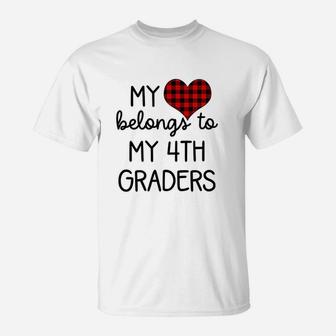 Cute Sweet Valentines Day Gift Idea For 4th Grade Teacher T-Shirt - Seseable